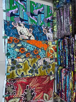 2022 Venda Quente África Ancara Ouro Cera de Tecidos de Algodão Wrapper Impresso Batik Nigeriano Materiais 6Yards de Costura Para a Senhora do Vestido de Desgaste