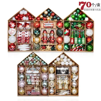 2023 Ano Novo 70pcs de Natal Decorativas Bola de Plástico, Bolas de Árvore de Natal Pendurando Enfeites de Festa Pingentes para Casa Navidad