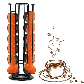 24Cups Apresentar Cápsula Rack Para Dolce Gusto Cápsula Rotativo de Café Pod Titular Torre em Aço Inox Stand Prateleiras de Armazenamento