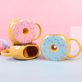 250ml Criativo Donut Copa Desenhos animados Biscoito pequeno-Almoço Xícaras de Café Bonito Canecas e Copos de preensão manual de Chá, Canecas Engraçado Presentes de Natal