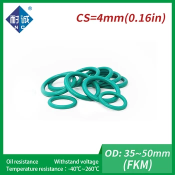 2PC/monte Anel de Borracha Verde FKM ring Espessura 4mm OD35/36/38/40/42/44/45/46/48/50mm de Borracha O-Rings de Combustível máquina de lavar