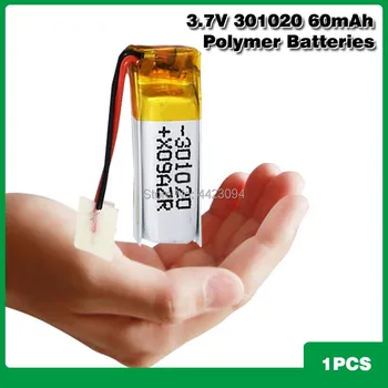 3,7 v 60mAh bateria de polímero de lítio 301020 li-bateria Recarregável de polímero de 301020 Para fone de ouvido bluetooth brinquedo gravação caneta MP5