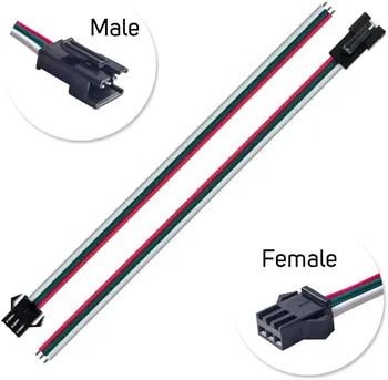 3 pin 12pcs /6pairs tjs conector macho e fêmea bunda ligar o espaçamento de linha para WS2811 WS2812B LED Strip RGB