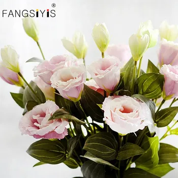 3 Ramos de 70cm de Flores Artificiais Trigeminal Eustoma Plantas de Quarto, Decoração do Falso Casamento Floral Adereços Foto Atacado Presentes