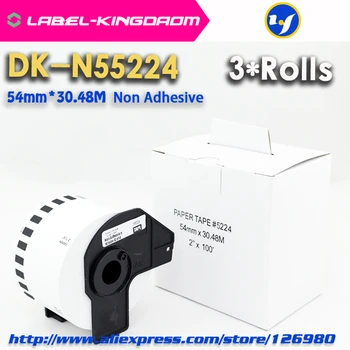 3 Rolos Genérico DK-N55224 Rótulo do Não-Adesivo 54mm*30.48 M Compatível para Impressora Brother QL-570/700 Todos Vêm com Suporte Plástico