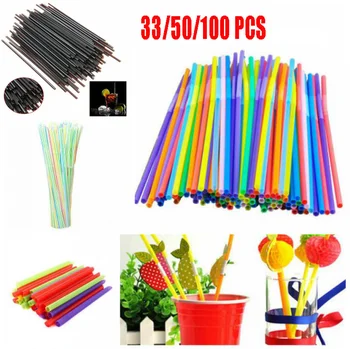 33/50/100 PCS Multicolor Canudos Extra Longa Plástico Canudos para Festa de Casamentos, Celebrações Bar Beber Suco de Suprimentos