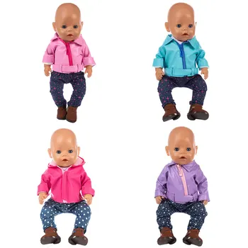 3pcs 1, Camisas+Casaco+Calças Fasshion Ternos Para 43cm Boneca do Bebê de 17 Polegadas, Roupas de Boneca, a Boneca acessórios.