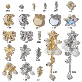 3pcs Luxo Zircão 3D Nail Art e Decorações Brilhantes, Pérolas, Diamantes Liga de Cristal Pendente da Jóia de Manicure Design de Acessórios