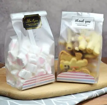40pcs/monte translúcido sacos de plástico e cartão de banda sacos de embalagem de bolsas de cupcake wrappers frete Grátis