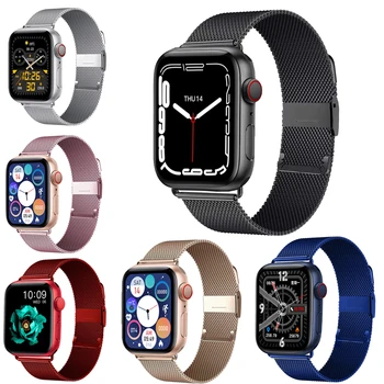 44mm Alça de Metal Para a Apple Série 6 7 Smart Watch X8 Max Smartwatch T100 Mais De IWO DT100 HW22 X6 T500 W26 W37 Pro Pulseiras