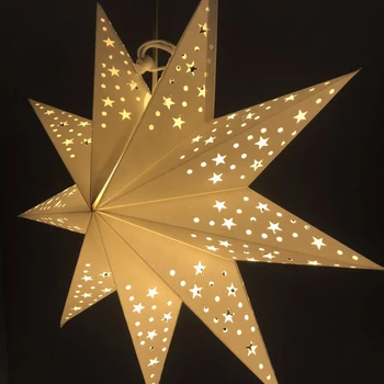 45CM de Papel Lattern de Dobramento de Papel em Forma de Estrela Ocos de Iluminação de Decoração de Casa de Suspensão de Luz para o Partido Festival Loja A50