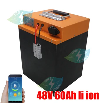 48V 60AH bateria de iões de lítio BMS li ion para 3000w AGV scooter moto Triciclo inversor de carrinho de golfe de barco + 10A Carregador