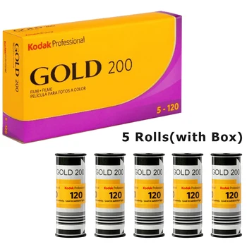 5 Rolos Kodak Gold 200 Profissionais IOS 200 Cores Filme 120mm Filme Negativo (Data de Validade: 2024)