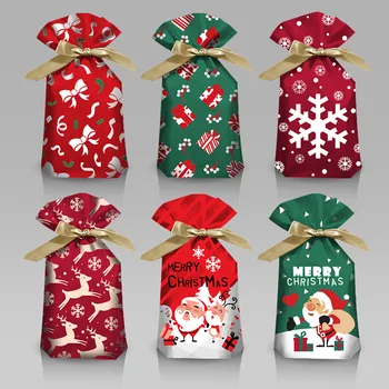 50pcs MerryChristmas Sacola para Doces Santa Saco de Presente do floco de Neve de Cordão, Saco de Decorações de Natal para a Casa Nova no Ano 2022 Noel de Presente