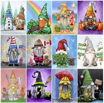5D DIY Diamante Pintura de Natal, desenhos animados Gnome Completo Broca de Diamante Bordado de Strass Fotos de Paisagem Kits de Ponto Cruz