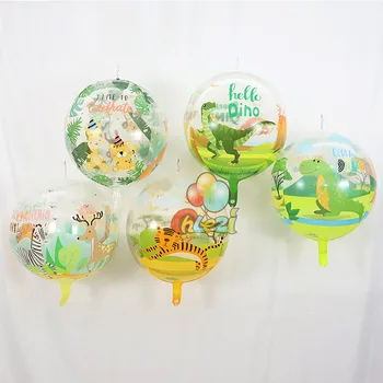 5pcs 4D Selva de Animais Transparente Balões de Hélio Dinossauros, Tigres, Macacos Balão de Festa de Aniversário, Decoração de Crianças do Chuveiro do Bebê
