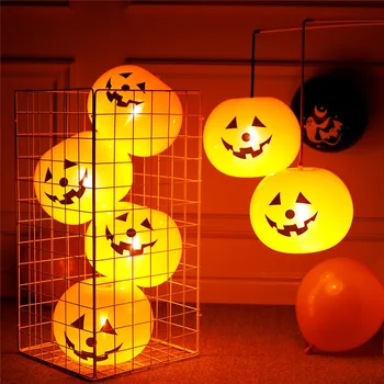 5Pcs Diodo emissor de Luz Balão de Látex de Abóbora Balões de Festa de Halloween Decorações para a Casa Abóbora de Halloween Decoração Exterior interior