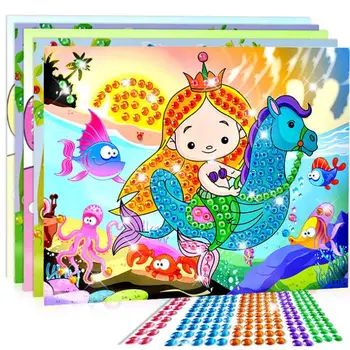 5pcs/muito DIY Diamante Adesivos Artesanais de Cristal Colar de Pintura, Mosaico, Quebra-cabeça Brinquedos Cor Aleatória Crianças Adesivos de Brinquedo de Presente