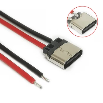 5pcs USB Tipo-C 2P Fio de Soldadura Conector Fêmea do Cabo Para Carregamento de Telemóvel Porta de conector de Carregamento