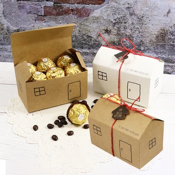 5Set Pacote de Presente de Chocolate de Embalagem Concepção de Casa de Doces Caixa de Cookies Recipiente Festa de Casamento, a Favor de Suprimentos