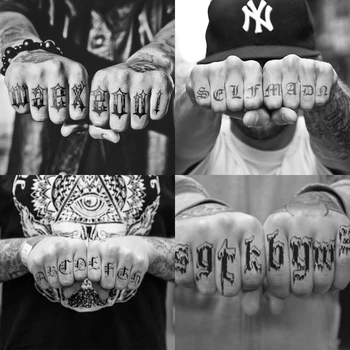 5Sheet Preto Elglish Letras Dedo Tatuagem Temporária Adesivos de Lado a Arte Falso Tatto Black Butler Bloco Tatoo Homens