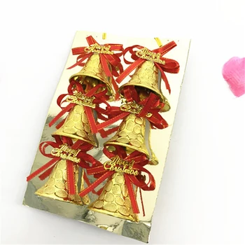 6pcs/Monte 30mm de metal ouro Prata bell árvores de natal decoração de suprimentos bell trombeta Sinos da Decoração do Partido Ornamentos X--mas Presente
