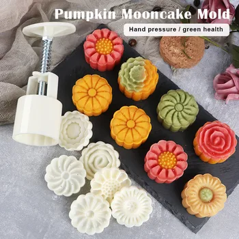 6pcs/set Mid-Autumn Festival Artesanal Mooncake Molde DIY Plástico Bolos Bolo de Êmbolos Mão de Imprensa do Cozimento Ferramenta для кухни
