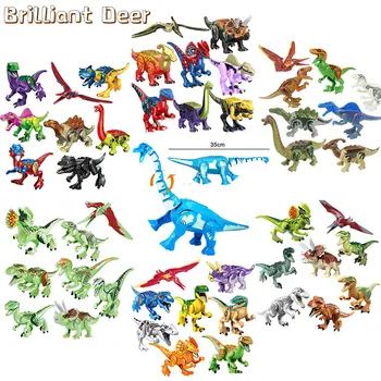 8 PCS/Lote do Jurássico Dinossauros de Brinquedos do Mundo Tiranossauro Rex Pterosaur Velociraptor Montar Blocos de Construção de Presente para os Meninos Crianças