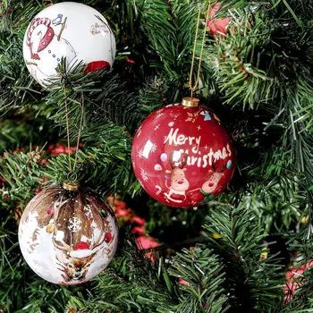 8CM Coloridos, Árvore de Natal, Bolas Penduradas Papai Noel Bola de Árvore de Natal de Espuma Leve Pingente de Ano Novo Decoração Navidad