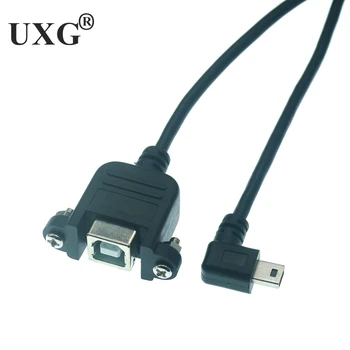 90 Grau Mini USB B Macho para USB Tipo B Feminino Cabo de Dados para Montagem em Painel com Parafusos Para Impressora 0,3 M 0,5 M