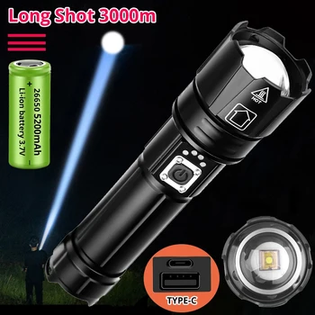 9900000LM Mais Potente Lanterna LED 5000 Watts Recarregável USB Luz da Tocha De 8000 Metros de altura Alimentação Lanterna Tática Lanterna