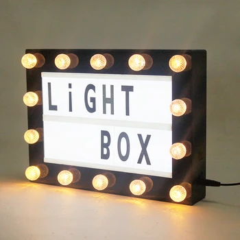 A4 Letreiro LED Cinematográfica Caixa de Luz de 100 DIY Combinação de Letras Symboles Carta LightBox com 14 Letreiro Lâmpada de Alimentaçao Operação