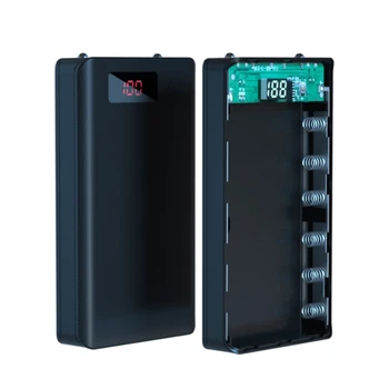A6 Display LCD DIY 6x18650 Caso da Bateria do Banco do Poder de Shell Externo Portátil Sem Bateria Powerbank Protetor