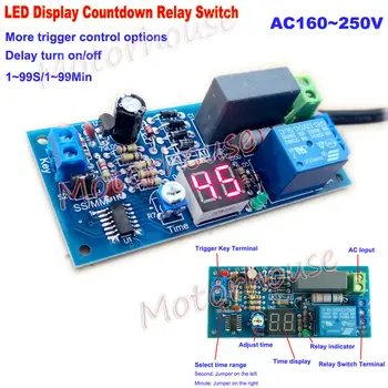 AC220V 230V Display LED Gatilho Temporizador Interruptor de Ligar Desligar o Relé do Tempo de Módulo