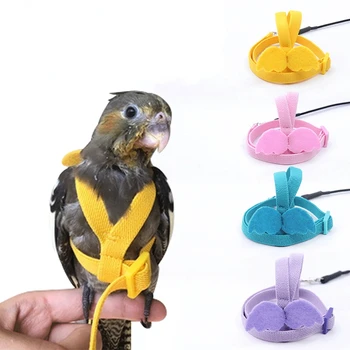 Ajustável Papagaio Pássaro Chicote Conjunto de Coleira Anti-mordida de Formação, aproveitar Para Papagaios Voando ao ar livre da Corda Para Calopsita Pequenas Aves