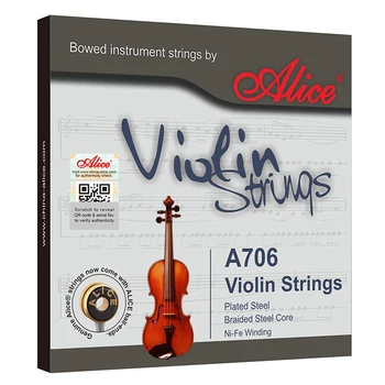 Alice Profissional A706 Cordas do Violino de Aço Trançado Núcleo de Aço Inoxidável Importado de Um Conjunto para Violino Tamanho 4/4 3/4 1/2 1/4 1/8