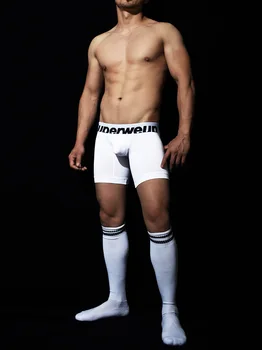 Alta Qualidade U Design Sexy Masculino Homens Cintura Baixa Esporte Sólido Cor Branco Preto Cuecas Boxers Shorts, Cuecas
