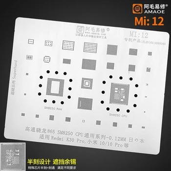 Amaoe MI12 BGA Reballing Estêncil Modelo para Redmi K30Pro Xiaomi 10 10Pro Snapdragon 865 SM8250 de 0,12 mm de CPU Chip IC Malha de Aço