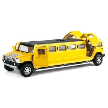 Amarelo 1:32 Liga+ABS+Borracha Modelo de Carro de Brinquedo de Puxar de Volta Para Limusina Hummer Home/Office Deco Crianças de Ano Novo/Presentes de Aniversário
