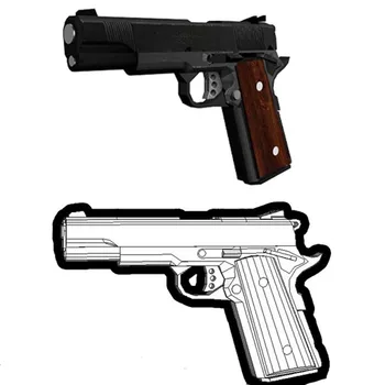 Arma de fogo Pistola M1911 3D em Papel Modelo Acabado de Comprimento 21cm Escala de 1:1 Artesanal Brinquedo Quebra-cabeça