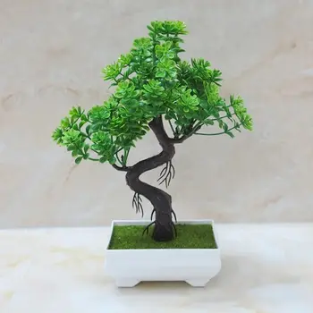 Artificial Verde Falso Crisântemo Grama Pequeno Bonsai Árvore De Plástico Planta De Decoração De Sala De Estar Colocação Varanda De Fundo