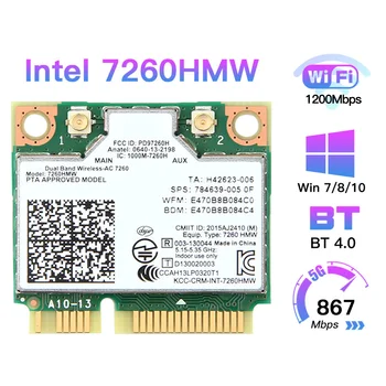 Banda dupla Placa de rede sem Fio Intel 7265 7260HMW ca Mini PCI-E 2,4 G/5 ghz Wlan wi-Fi compatível com Bluetooth 4.0 802.11 ac/a/b/g / n Antena