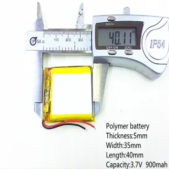 Bateria de polímero de Espessura:5 mm Largura:35mm Comprimento:40mm Capacidade:3,7 V 900mah Para Mp3 MP4 MP5 móvel de GPS bluetooth