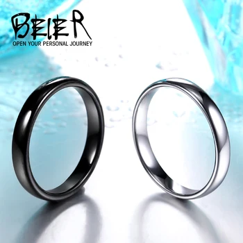 BEIER Clássico Design simples e Simples Amantes Anéis Casais de Casamento Noivado de Moda de Alta Polida, Jóia BR-R051