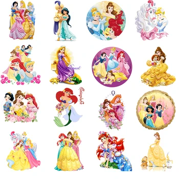 Bonito dos desenhos animados de Disney Princess Ferro-em Transferências de Vynil de Transferência de Calor de Engomadoria Autocolantes, T-shirt Térmica Patches para o Vestuário, Decoração