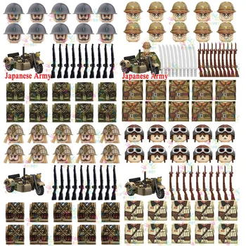 Brinquedos WW2 Japão Soldado do Exército de Blocos de Construção de Mini Capacete Figuras de Tijolos Amarelos Militar Triciclo de Brinquedos Para Meninos de Presentes de Aniversário
