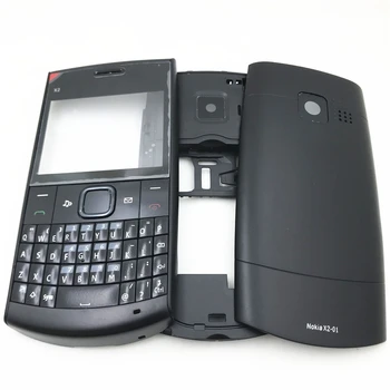 Carcaça completa escudo do telefone Móvel Para Nokia X2-01 X201 painel Frontal + Meio Aro +tampa de Bateria E Teclado inglês