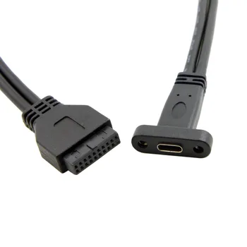Chenyang CY 40cm Única Porta USB 3.1 USB-C Tipo C Fêmea USB 3.0, placa-Mãe 19Pin ao Cabeçalho do Cabo