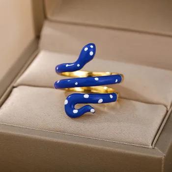 Colorido Esmalte Cobra Anéis Para as Mulheres Geométricas Abrir Ajustável Anel de Dedo de 2022, a Tendência Boho Estética Casal Jewerly anillos