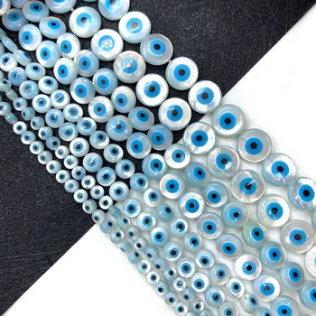 Concha de Mar Natural do Olho Mau Shell de Esferas Utilizadas para DIY, Moda Jóias Fazer Colar Pulseira Brinco de Acessórios de Tamanho 4-10mm